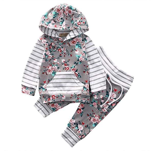 Tenue à rayures florales pour bébé fille