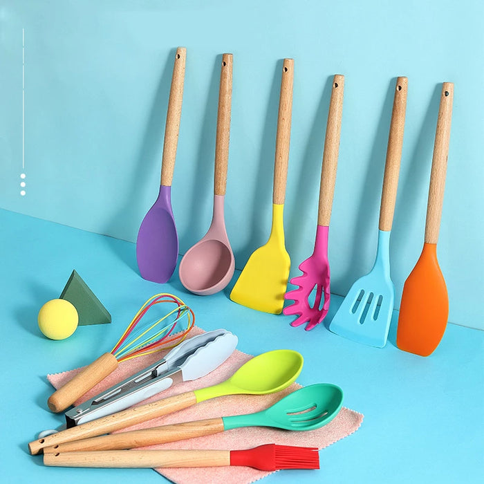 Silicone Kitchenware Cooking Utensils Set Heat Resistant Kitchen Non-Stick Cooking Utensils Baking Tools