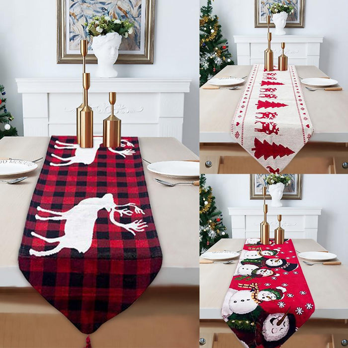 Christmas decorations electric embroidered knitted cloth table runner