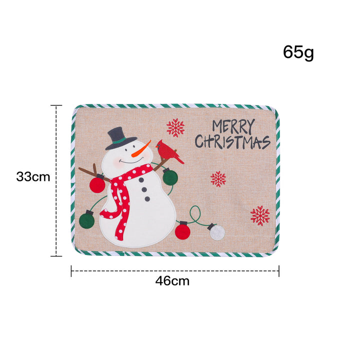 Cross Border New Christmas Linen Embroidery Table Runner For The Elderly