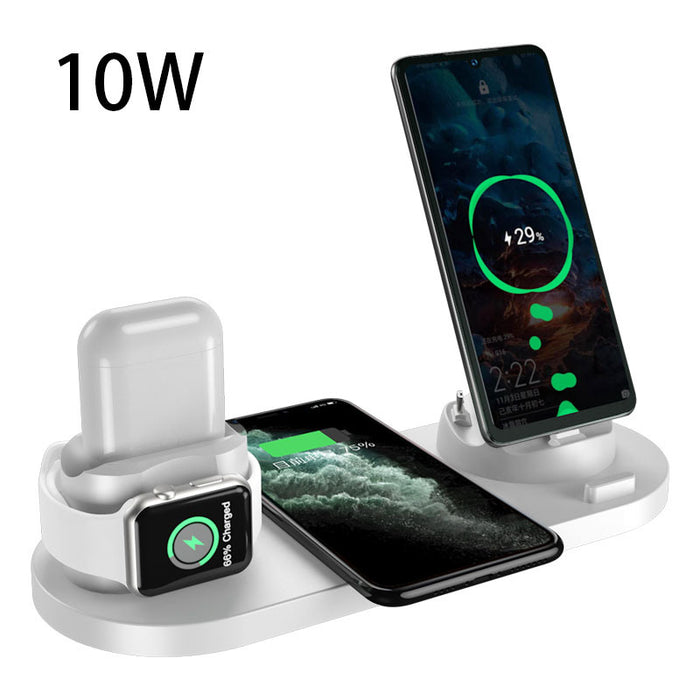 Cargador inalámbrico para IPhone, cargador rápido para teléfono, almohadilla de carga rápida para reloj de teléfono, estación de carga 6 en 1