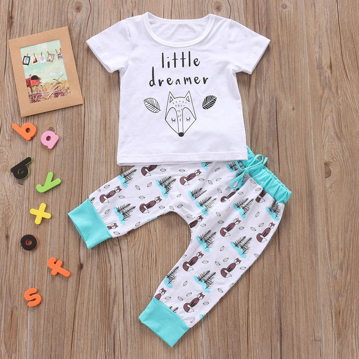 Ensemble de vêtements pour nouveau-né, t-shirt + pantalon, tenues pour petits garçons et filles