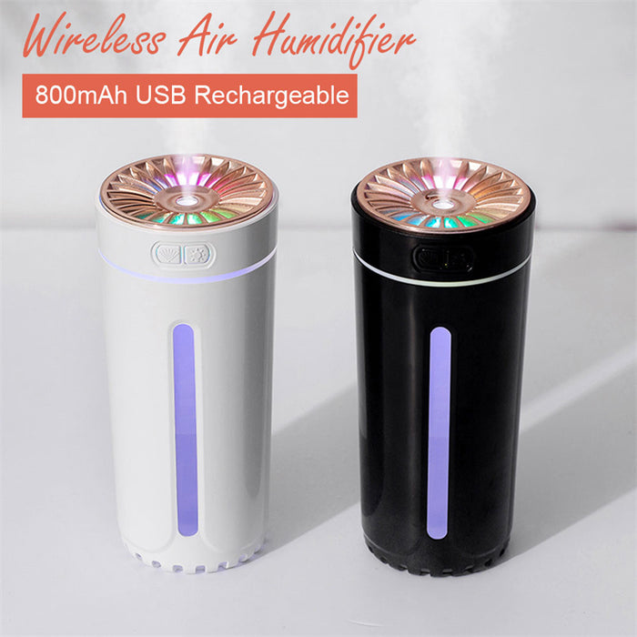 Umidificatore senza fili Luci colorate Muto Ultrasuoni USB Fogger Diffusore Purificatore 800mAh Ricaricabile Creatore di nebbia fredda per auto