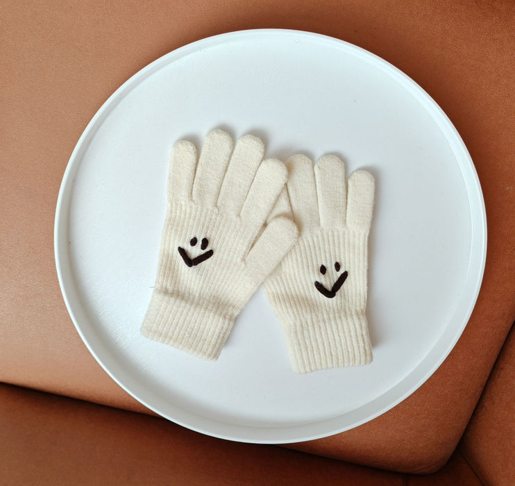 Magnetic Gloves Five Finger Cute Thickening Wool Cycling Thermal Knitting Gloves Autumn And Winter