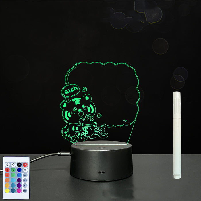 Placa de acrílico 3D para escrita à mão com luz LED