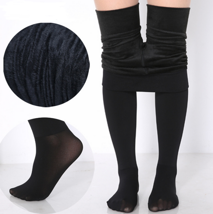 Korean Version Of Black Spring And Autumn Mid-thick All-in-one Compression Socks