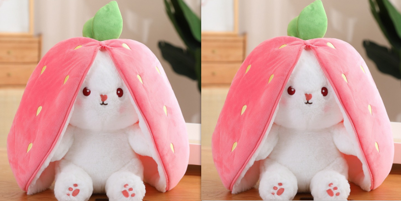 Wanghong Cute Transforms Into Strawberry Rabbit Doll Plush Toy