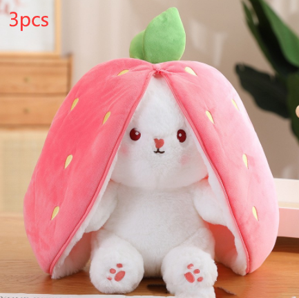 Wanghong Cute Transforms Into Strawberry Rabbit Doll Plush Toy