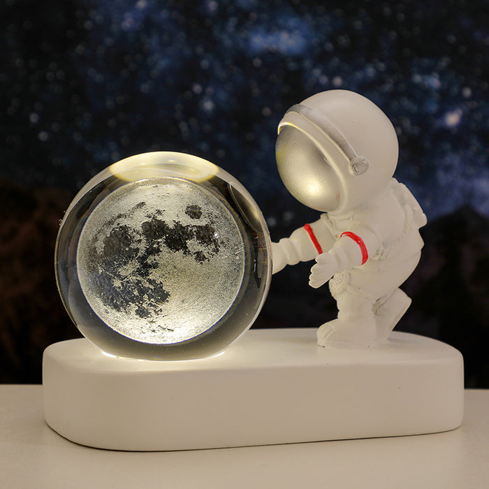 Brilhante galáxia planetária astronauta bola de cristal luzes da noite usb energia quente luz cabeceira presente aniversário noite lâmpada