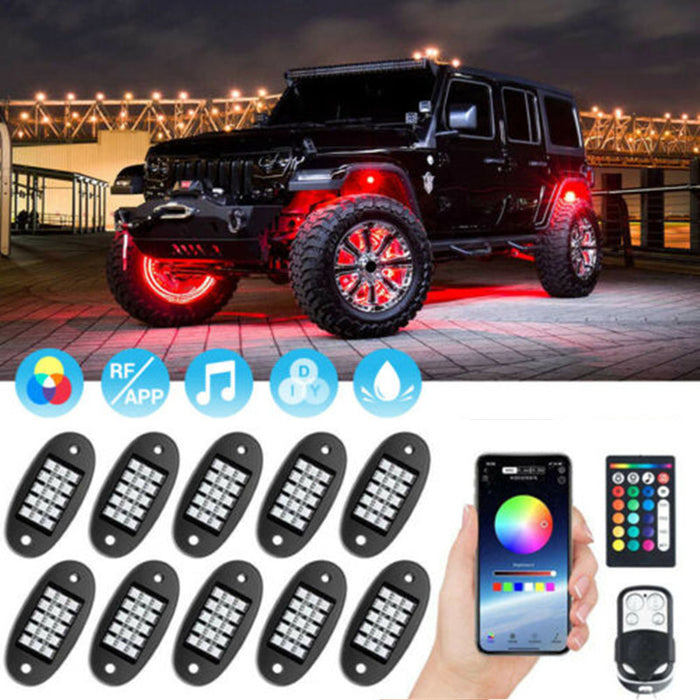 Auto And Motorcycle LED Decorative Lights One For Ten RGB Remote Control
