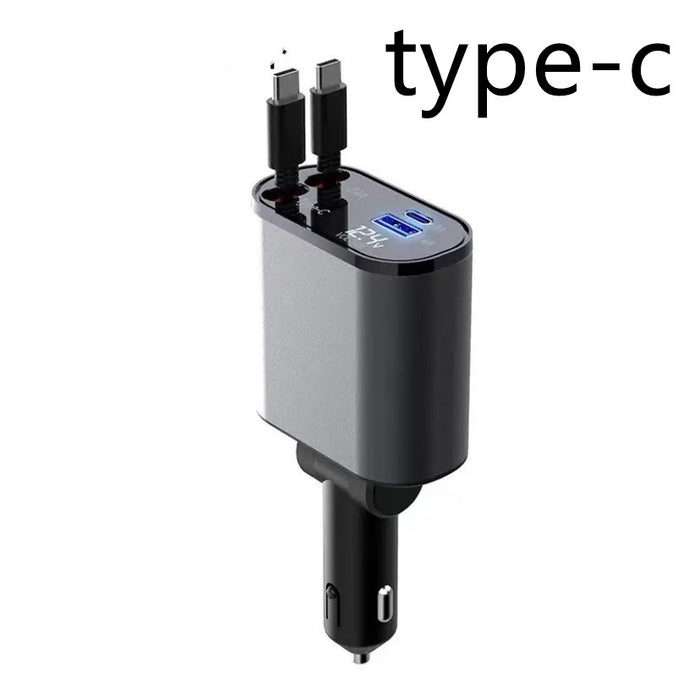 Carregador de carro de metal 100W de carregamento super rápido isqueiro USB e adaptador TYPE-C