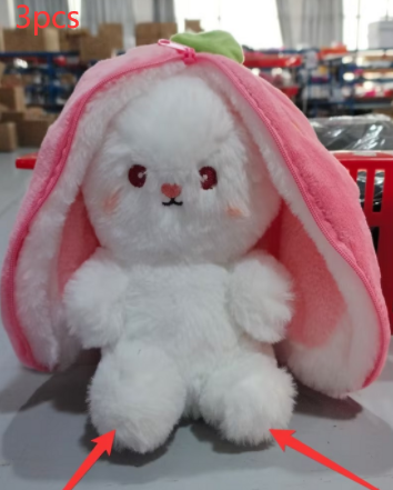 Wanghong mignon se transforme en jouet en peluche de poupée de lapin aux fraises