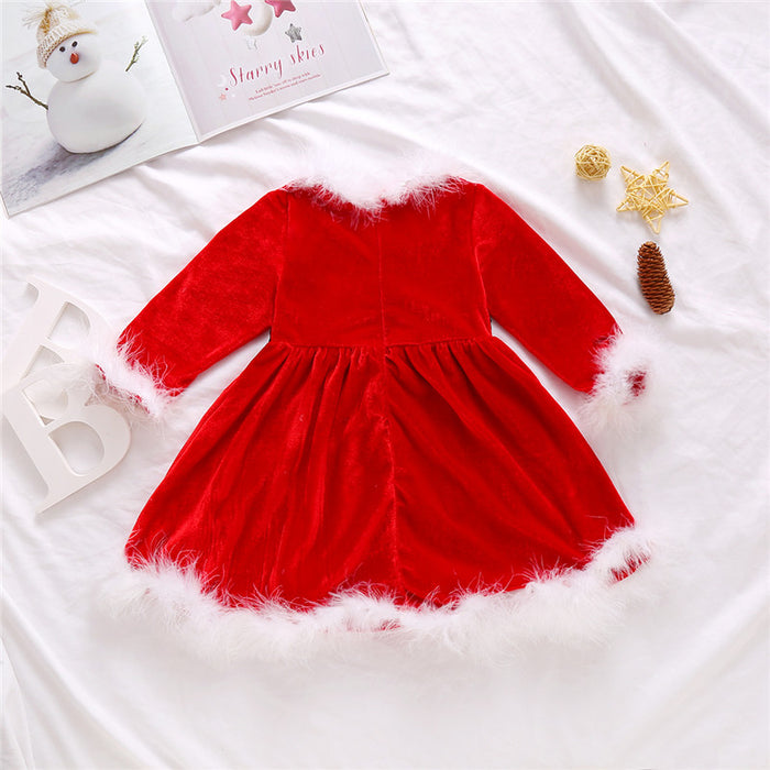 Vêtements de noël pour bébés filles, robe unie à manches longues