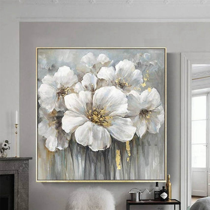 Pittura a olio di arte della parete del fiore bianco senza cornice