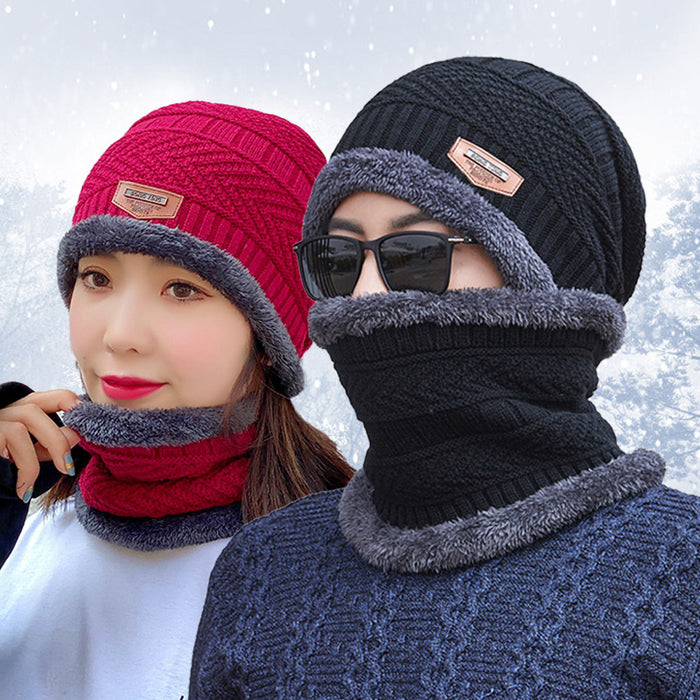 Winter Beanie Mütze Schal Set Warme Strickmütze Dickes Fleece gefüttert Wintermütze Halswärmer für Männer, Frauen & Kinder