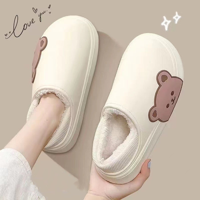 Bear fluffy slippers winter slippers for women