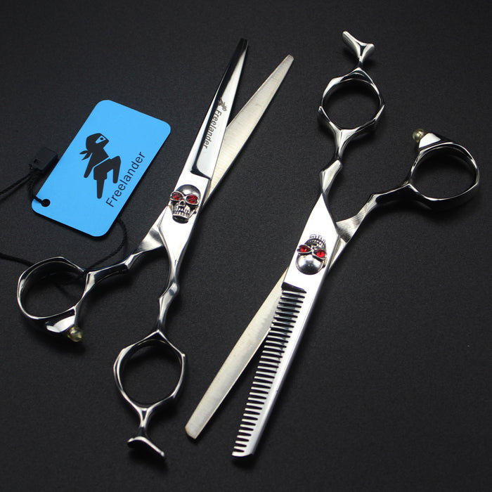 Silver skull beauty salon cutting tools