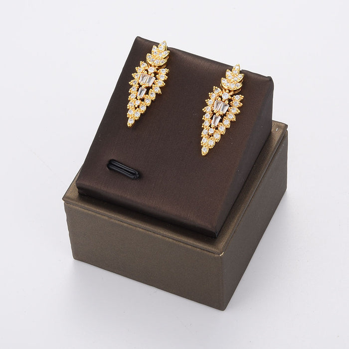 Mode Ring Halskette Armband Ohrringe Schmuck Braut Gold plattiert Schmuck Set Messing Schmuck Set für Frauen Hochzeit