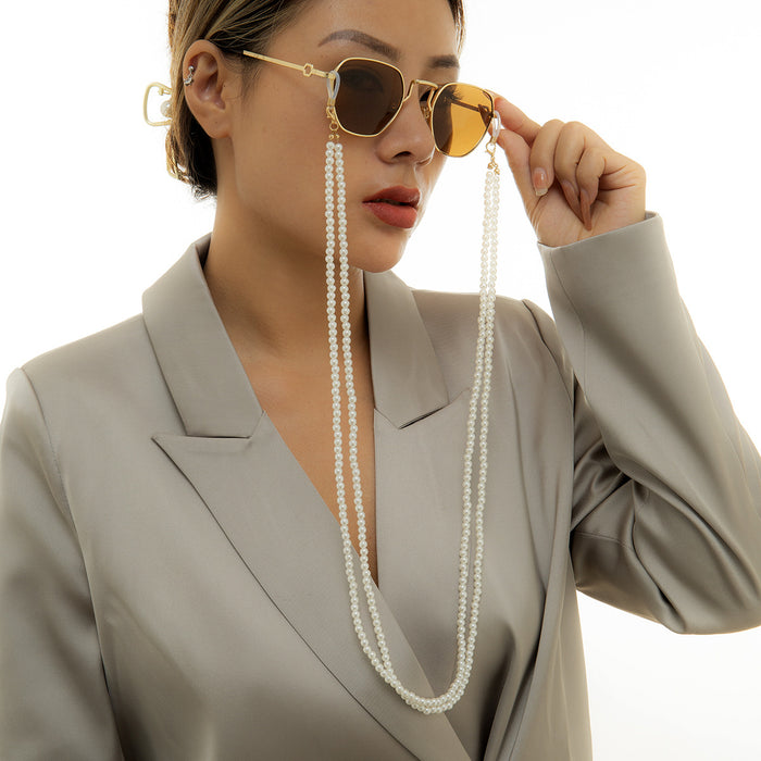 Jewelry Retro Pearl Double Woven Halterneck Glasses Chain