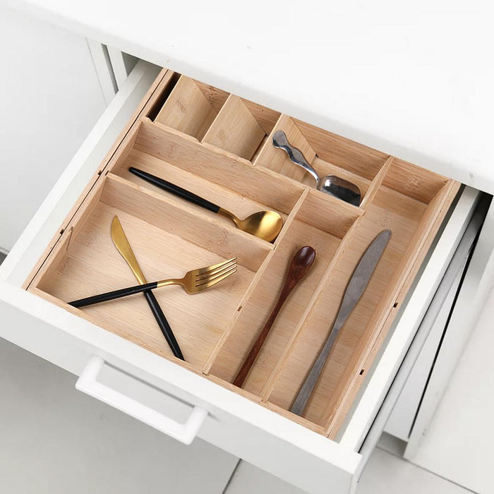 Bamboo Expandable Cutlery Tray Cutlery Drawer Organizer Kitchen