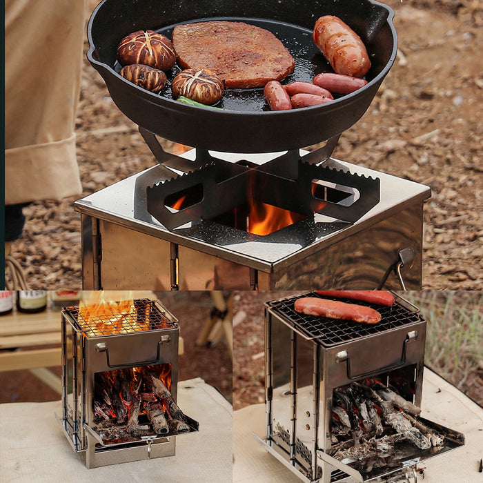 Mini Outdoor Camping Firewood Burning Stove Portable Picnic Bbq Travel