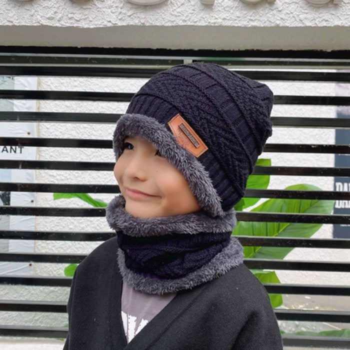 Winter Beanie Hat Scarf Set Warm Knitted Hat Thick Fleece Lined Winter Hat Neck Warmer for Men, Women & Children